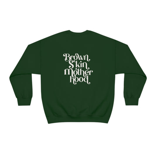 Brown Skin Motherhood Classic Crewneck Sweatshirt - Black / Forrest Green / Sport Grey