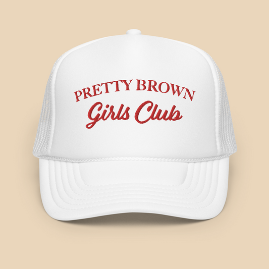 Pretty Brown Girls Trucker Hat (Red+White)