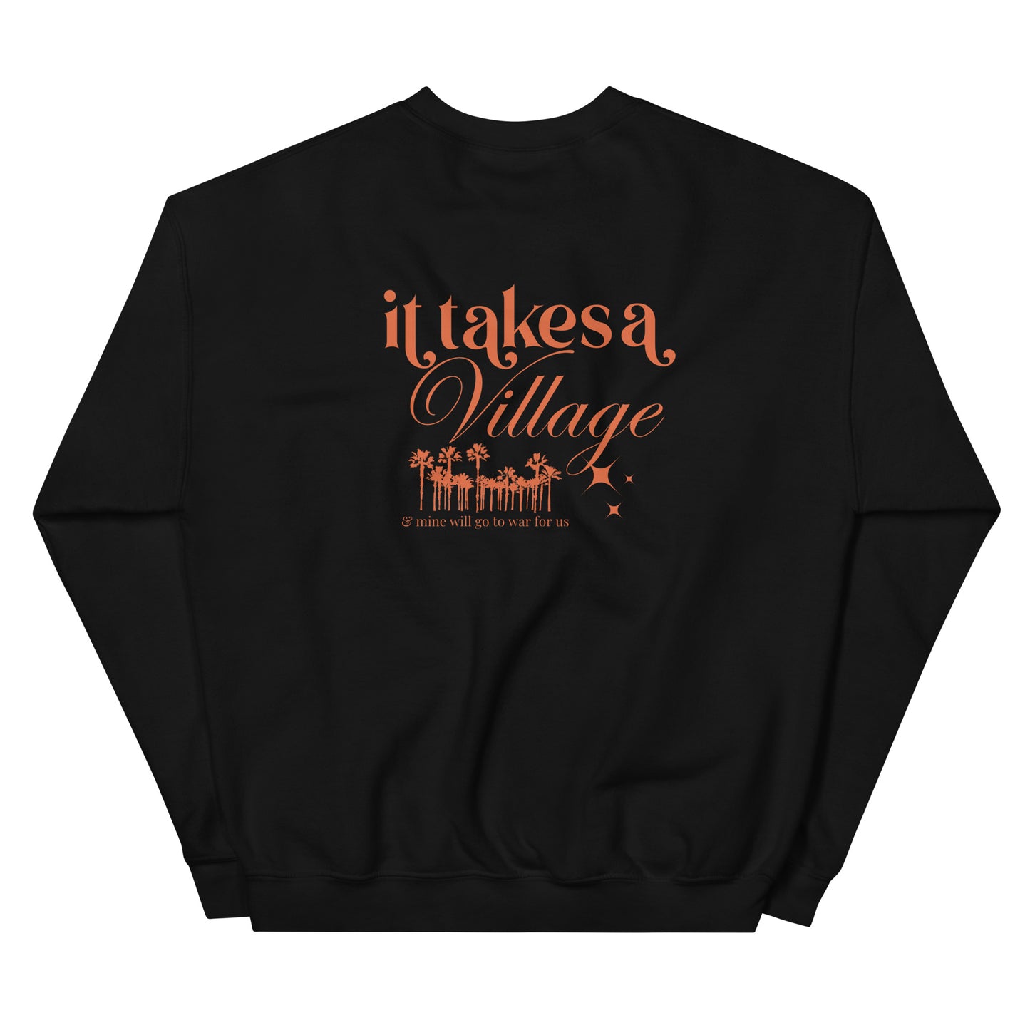 It Takes A Village Crewneck Sweatshirt - Black / Tan & Tangerine