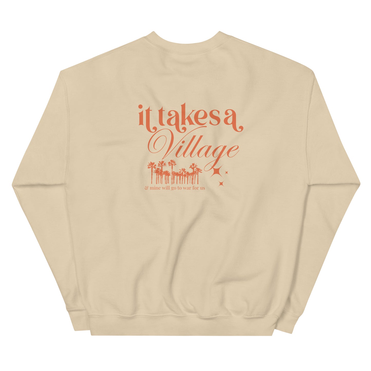 It Takes A Village Crewneck Sweatshirt - Black / Tan & Tangerine