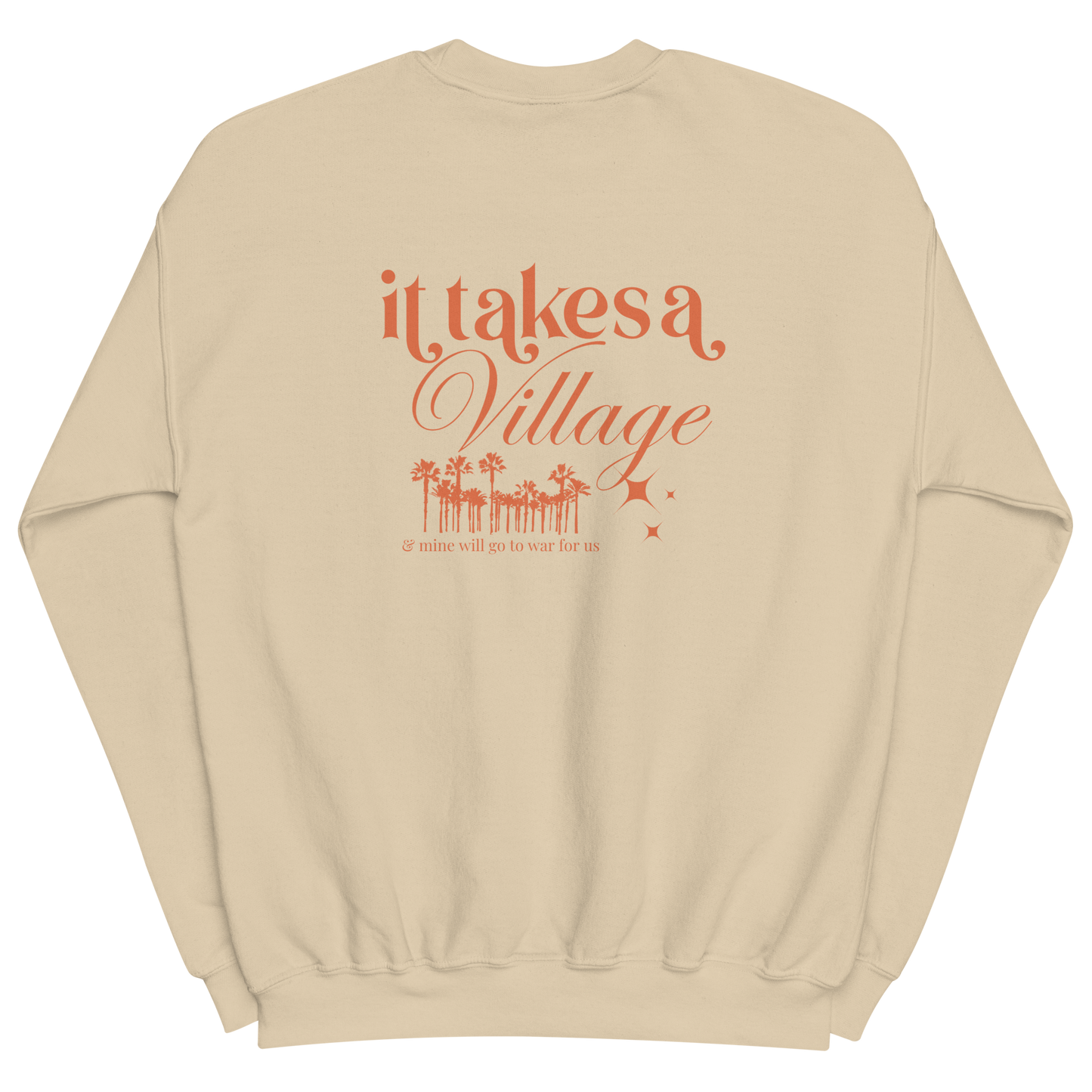 It Takes A Village Crewneck Sweatshirt - Black / Tan & Tangerine